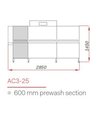 МАШИНА ПОСУДОМОЕЧНАЯ COMENDA AC3-25 RL/СУШКА/ДОЗ./CWV/ЦЕНТР. СЛИВ