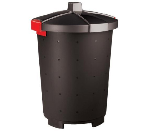 Бак для мусора 65л (d47см h66см) с крышкой, п/п, цвет черный 431253713