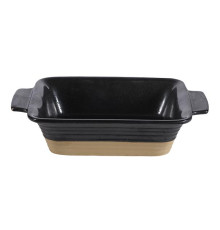 Блюдо прямоугольное глубокое 17х13см 0,48л, с ручками, керамика, Igneous Black ZCBKIGRD1