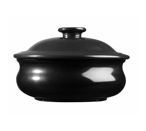 Горшок для запекания 0,43л d14см, керамика, с крышкой, Rustics Simmer, цвет Black ZCBRLSPT1