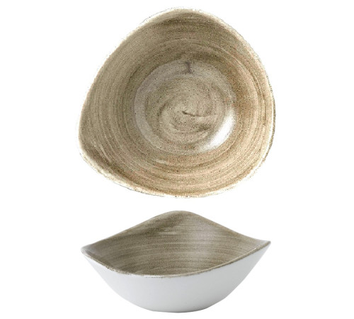 Салатник треугольный 0,37л d18,5см, без борта, Stonecast Patina, цвет Antique Taupe PAATTRB71