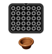 Форма D для выпечки тарталеток d40/26мм (d34/20мм) h16/10,5мм, 30 ячеек, для Cookmatic PIASTRA D