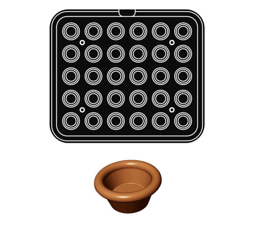 Форма D для выпечки тарталеток d40/26мм (d34/20мм) h16/10,5мм, 30 ячеек, для Cookmatic PIASTRA D