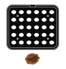 Форма N для тарталеток Орех 40х34/34х28мм h16/13мм, 30 ячеек, для аппарата Cookmatic PIASTRA N