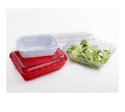 Салатник 2,0л (26,3х17,3см h8,2см), волнистый край, пластик, красный, серия Jiwins P-042-RED