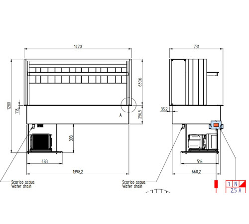 ПРИЛАВОК ХОЛОД. ENOFRIGO DOGE WALL 1400 RF ВСТР. A1DOGEKWRF14P/X ЦВЕТ 608