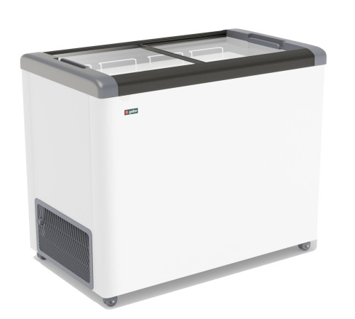 ЛАРЬ МОРОЗИЛЬНЫЙ GELLAR FG 350 С ПРЯМОЕ СТЕКЛО СЕРЫЙ (ПРОПАН)