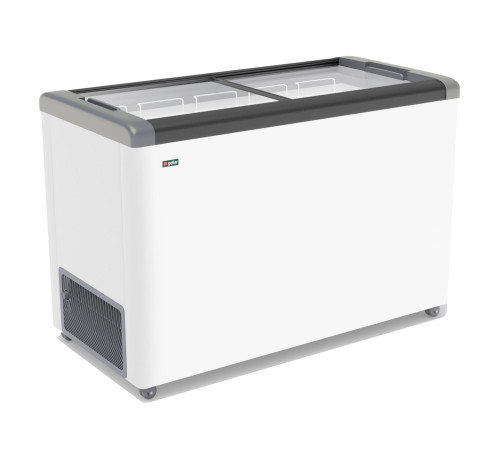 ЛАРЬ МОРОЗИЛЬНЫЙ GELLAR FG 400 С ПРЯМОЕ СТЕКЛО СЕРЫЙ (ПРОПАН)