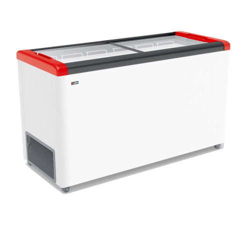 ЛАРЬ МОРОЗИЛЬНЫЙ GELLAR FG 500 С ПРЯМОЕ СТЕКЛО КРАСНЫЙ (ПРОПАН)