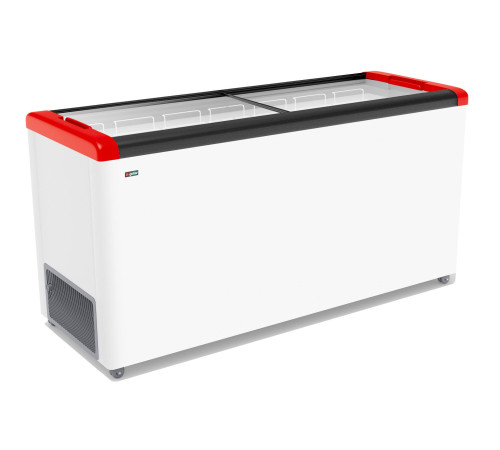 ЛАРЬ МОРОЗИЛЬНЫЙ GELLAR FG 600 С ПРЯМОЕ СТЕКЛО КРАСНЫЙ (ПРОПАН)