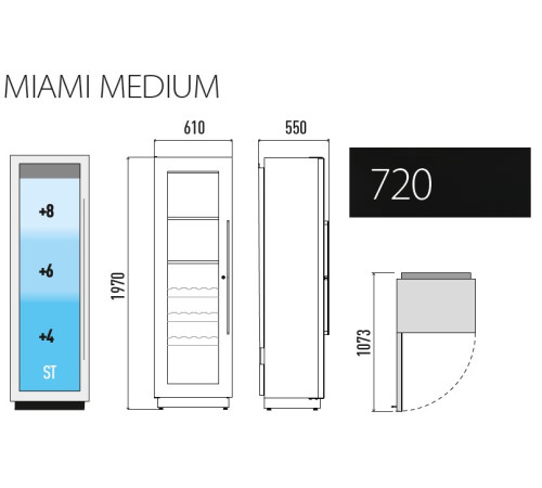 ШКАФ ВИННЫЙ СТАТ. MIAMI MEDIUM RF R ЧЕРНЫЙ