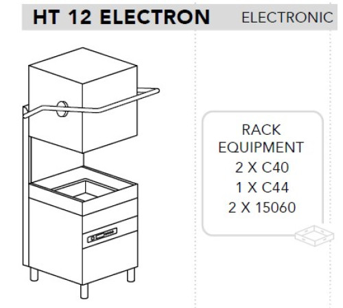 МАШИНА ПОСУДОМОЕЧНАЯ DIHR HT 12 ELECTRON СПЕЦ. НОЖКИ МОРСКАЯ ВЕРСИЯ 380В/3Ф/50ГЦ БЕЗ НЕЙТРАЛИ