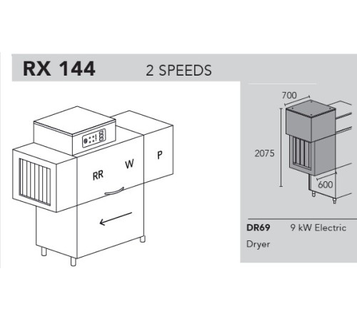 МАШИНА ПОСУДОМОЕЧНАЯ DIHR RX 144 DX+DDE+DR69+XP