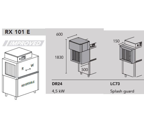 МАШИНА ПОСУДОМОЕЧНАЯ DIHR RX 101 E DX+DR24+LC73