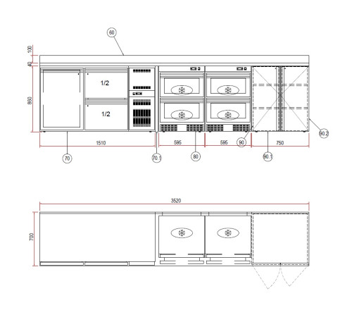 ЛИНИЯ БАРНАЯ APACH CHEF LINE LBLR3520/700/860SP1 ФРОНТАЛЬНАЯ