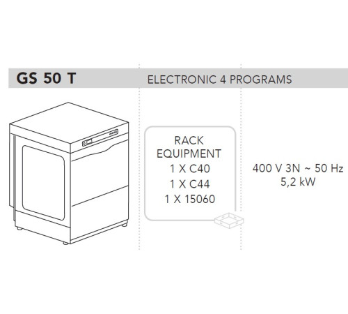 МАШИНА ПОСУДОМОЕЧНАЯ DIHR GS 50 T+DDE+XP+PS