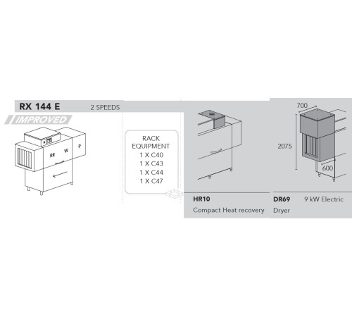 МАШИНА ПОСУДОМОЕЧНАЯ DIHR RX 144 E DX+DDE+HR10+DR69