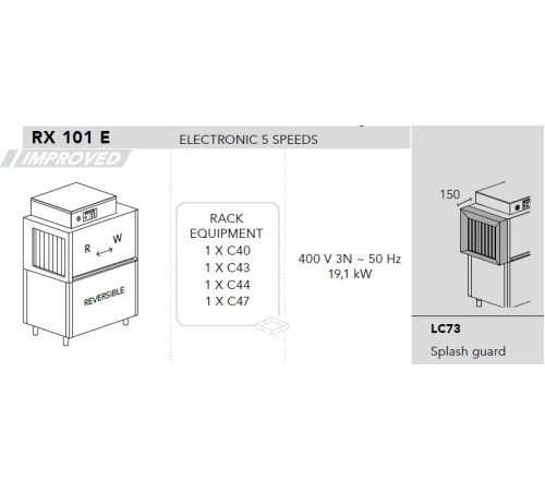 МАШИНА ПОСУДОМОЕЧНАЯ DIHR RX 101 E SX+DDE+2LC73