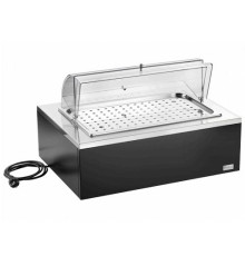 Мармит настольный (чефиндиш) GN1/1 с крышкой Roll-Top, электр., на дерев.подставке венге 51130930