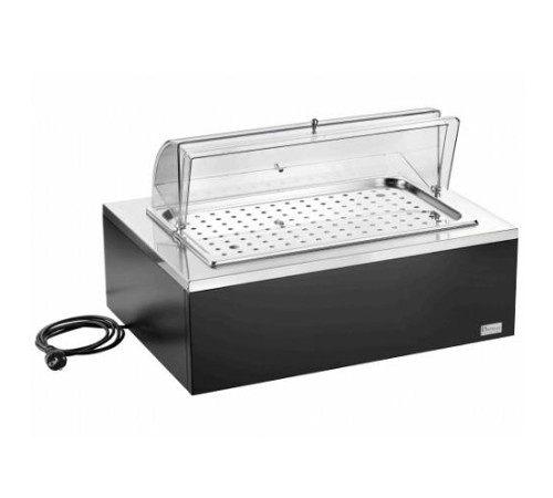 Мармит настольный (чефиндиш) GN1/1 с крышкой Roll-Top, электр., на дерев.подставке венге 51130930