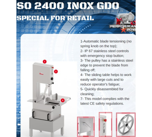 ПИЛА ДЛЯ РЕЗКИ МЯСА SIRMAN SO 2400 INOX GDO 3Ф CE