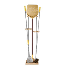 Универсальная 3хместная стойка с деревянной подставкой, h150см, нерж сталь, 4