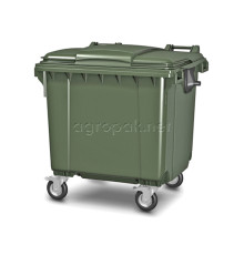 Бак для мусора 1100л, с крышкой, на колесах, п/э, цвет зеленый 22.C19 green (21.050)