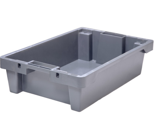 Ящик полимерный сплошной 600х400х150мм,  без отверстий, цвет серый 225-1 ВС