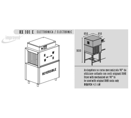 МАШИНА ПОСУДОМОЕЧНАЯ DIHR RX 101 E DX+DDE+HR5+DRA924