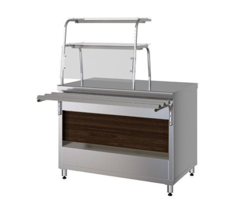 ПРИЛАВОК НЕЙТРАЛЬНЫЙ С 2-МЯ ПОЛКАМИ KAYMAN ПН-1500-2П-01-МХ ДЕР. КАШТАН ТЕМНЫЙ