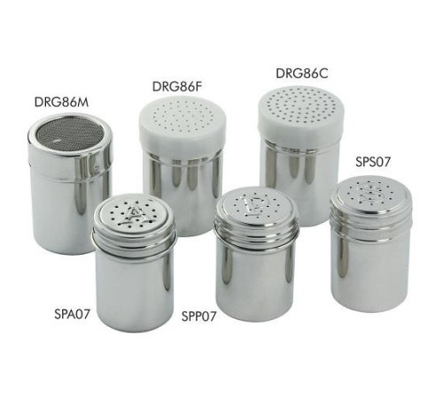 Емкость для сыпучих продуктов с мелкой сеткой 0,24л d6см h8,5см, нерж.сталь с пласт крышкой DRG86C