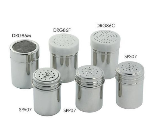 Емкость для сыпучих продуктов с мелкой сеткой 0,24л d6см h8,5см, нерж.сталь с пласт крышкой DRG86F
