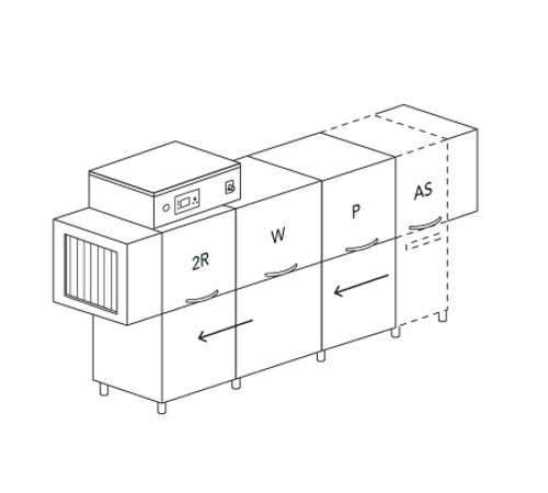 МАШИНА ПОСУДОМОЕЧНАЯ DIHR RX 296 SX+DDE+DRA189MT+HR10/РАЗДЕЛЕНИЕ 3 ЧАСТИ