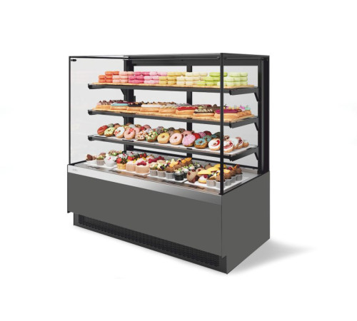 Витрина Кондитерская Vete II kub 90, Серый матовый/Шлифованная нержавейка VG033.B7016M