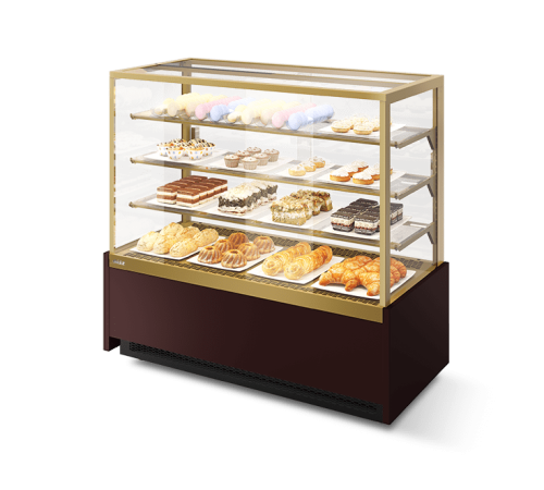Витрина Кондитерская Vete kub 130, Шоколад/Золотой глянец T1036.V1036.BN23219
