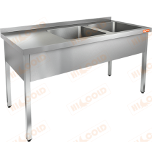 НСО2М-15/7БП стол-моечная ванна, 2 секц. (500х500х300) справа, HICOLD RUS