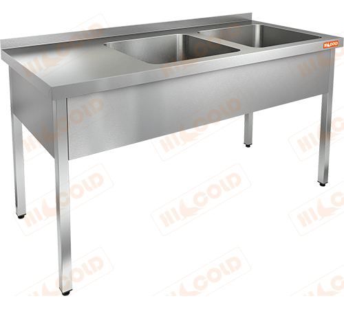 НСО2М-15/7БП стол-моечная ванна, 2 секц. (500х500х300) справа, HICOLD RUS