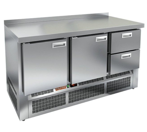 GNE 112/TN стол охл.(-2+10), 2 двери, 2 ящика, 1485х700х850мм, ниж.распол.агрегата, HICOLD RUS