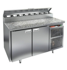 PZ2-11/GN (1/6H) КАМЕНЬ стол для пиццы охл.(+2+10), 2 двери, 1390х700х850мм