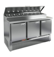 PZE1-111/GN (1/3H) стол для пиццы охл.(+2+10), 3 двери, 1485х700х850мм, глуб.раб.пов. 324мм