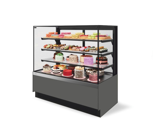Витрина Кондитерская Vete II kub lux 90, Серый матовый/Шлифованная нержавейка (VG033.B7016M)