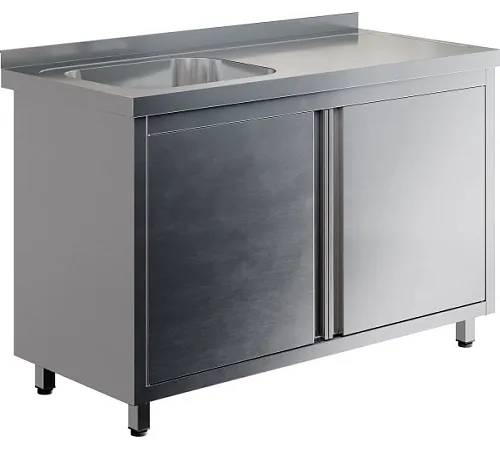 Стол производственный с распашными дверьми RESTOINOX СПЗР1М-9/7-БЛ с моечной ванной