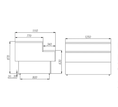 Прилавок CARBOMA GC110 N 1,25-7 (П-1,25 Carboma GC110) (без агрегата, без боковин)