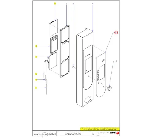 Накладка клейкая 12024760 (T813005000) на панель управления для электрических печей серий HEM, VE