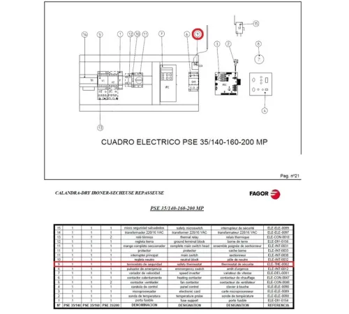 Термостат 12029719 (ELETHE0002) для машины гладильной т.м. FAGOR модели PSE-35/200 MP