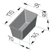 Форма хлебная алюм. литая №11-а (170х95х90) мм, 4-секционная с ручками 600 мм