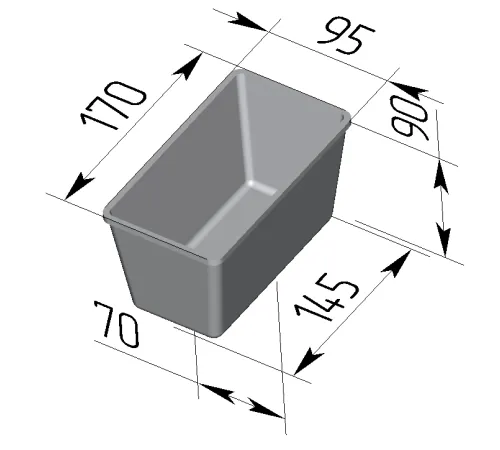Форма хлебная алюм. литая №11-а (170х95х90) мм, 4-секционная с ручками 600 мм