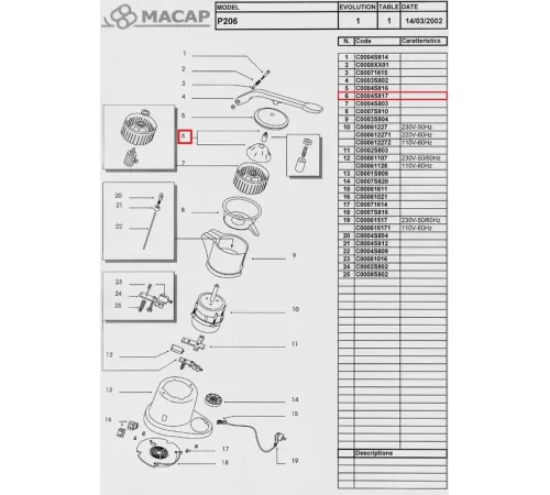 Колпак (давильный конус) C0004S817 в комплекте для соковыжималки серии P модели Р206