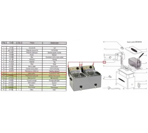 Панель боковая H04082 для корпуса блока управления для фритюрницы электр. серии FD