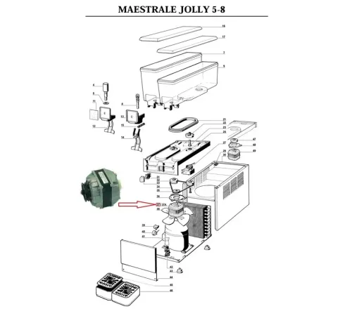 Двигатель 22800-18980 для сокоохладителей типа JOLLY, MAESTRALE JOLLY (с колбами на 5 л)